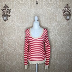 Roxy Scoop Neck Striped Long Sleeve Knit Sweater